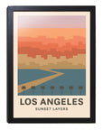 アメリカの街並みイラスト ロサンゼルス ウォールアート 壁掛け 海外インテリア おしゃれ リビングに 木製フレーム付き