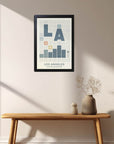 アメリカの街並みイラスト ロサンゼルス ウォールアート 壁掛け 海外インテリア おしゃれ リビングに 木製フレーム付き