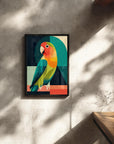 フレーム付きアートポスター 動物・アニマルイラスト インコ ウォールアート 壁掛け おしゃれ リビングに