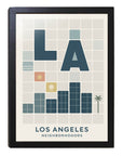 アメリカの街並みイラスト ロサンゼルス ウォールアート 壁掛け 海外インテリア おしゃれ リビングに 木製フレーム付き
