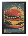 フレーム付きアートポスター ハンバーガーイラスト ウォールアート 壁掛け カフェ風インテリア おしゃれ リビングに