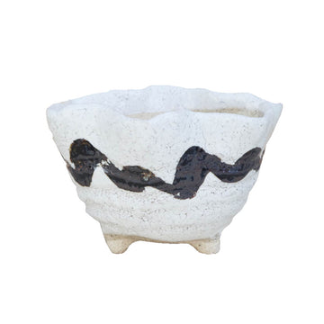 Bonsai Pot Ceramic Mini Bonsai Bowl Planters, Planter Pots, White x Black
