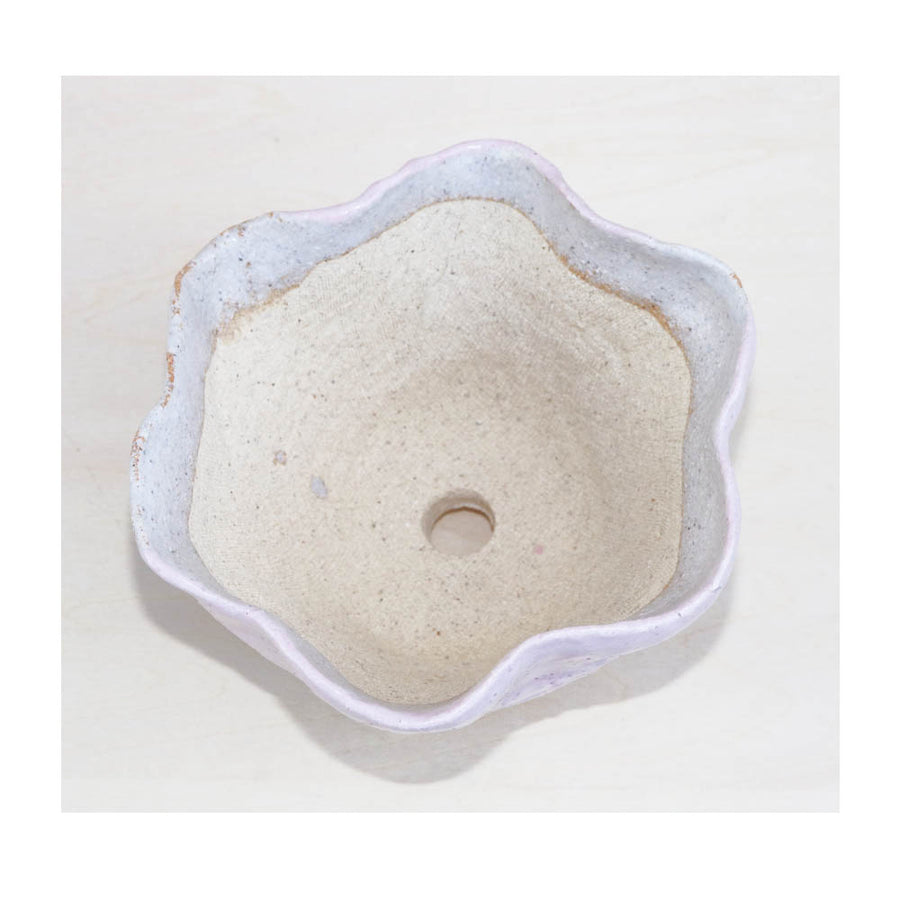 Bonsai Pot Ceramic Mini Bonsai Bowl Planters, Planter Pots, White x Pink