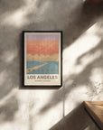 アメリカの街並みイラスト ロサンゼルス ウォールアート 壁掛け 海外インテリア おしゃれ リビングに 木製フレーム付き