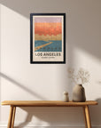 アメリカの街並みイラスト ロサンゼルス ウォールアート 壁掛け 海外インテリア おしゃれ リビングに 木製フレーム付き