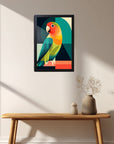 フレーム付きアートポスター 動物・アニマルイラスト インコ ウォールアート 壁掛け おしゃれ リビングに