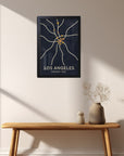 アメリカの街並みイラスト ロサンゼルス ウォールアート 壁掛け 海外インテリア おしゃれ リビングに 木製フレーム付き