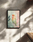 フレーム付きアートポスター 動物・アニマルイラスト インコ ウォールアート 壁掛け おしゃれ リビングに