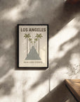 アメリカの街並みイラスト ロサンゼルス ウォールアート 壁掛け 海外インテリア おしゃれ リビングに 木製フレーム付き