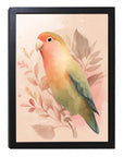 フレーム付きアートポスター 動物・アニマルイラスト インコ ウォールアート 壁掛け おしゃれ リビングに