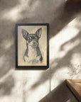 フレーム付きアートポスター 動物・アニマルイラスト 犬・チワワ ウォールアート 壁掛け おしゃれ リビングに
