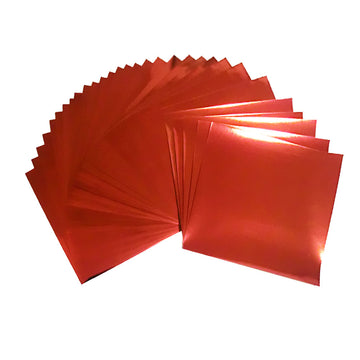 30 Sheets Pack 7.9x7.9inches(20x20cm) Large Size Foil Color Origami Folding Paper, Metallic Color Paper, Red