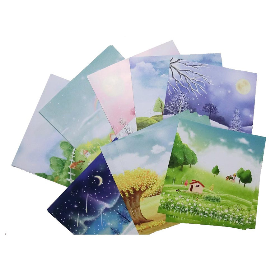 Origami Folding Paper Chiyogami 56 Sheets, 5.9x5.9 inch, Countryside Picture