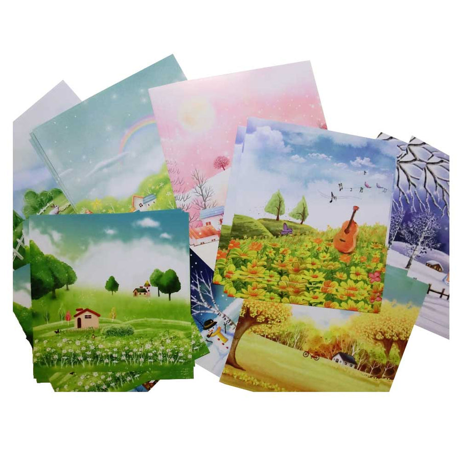 Origami Folding Paper Chiyogami 56 Sheets, 5.9x5.9 inch, Countryside Picture