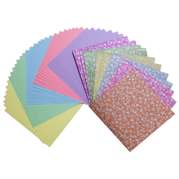 Origami Paper Metallic Color Heart Pattern 12 Sheets + Mild Color Origami 35 Sheets Pack, 5.9