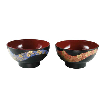 Japanese Soup Bowl 2 set, Rice Bowl, for Miso Soup AG-Y (Blue Red)