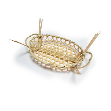 Zaru Bamboo Japanese Basket Dish Plate for Japanese Food, Food Tray, C-50 (7.9Lx5.9W)