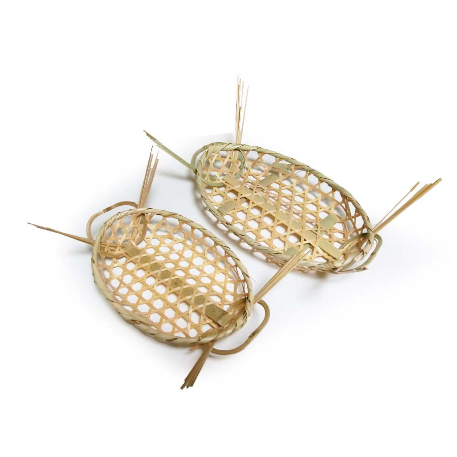 Zaru Bamboo Japanese Basket Dish Plate for Japanese Food, Food Tray, C-50 (10.6Lx7W)
