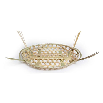 Zaru Bamboo Japanese Basket Dish Plate for Japanese Food, Food Tray, C-50 (10.6Lx7W)