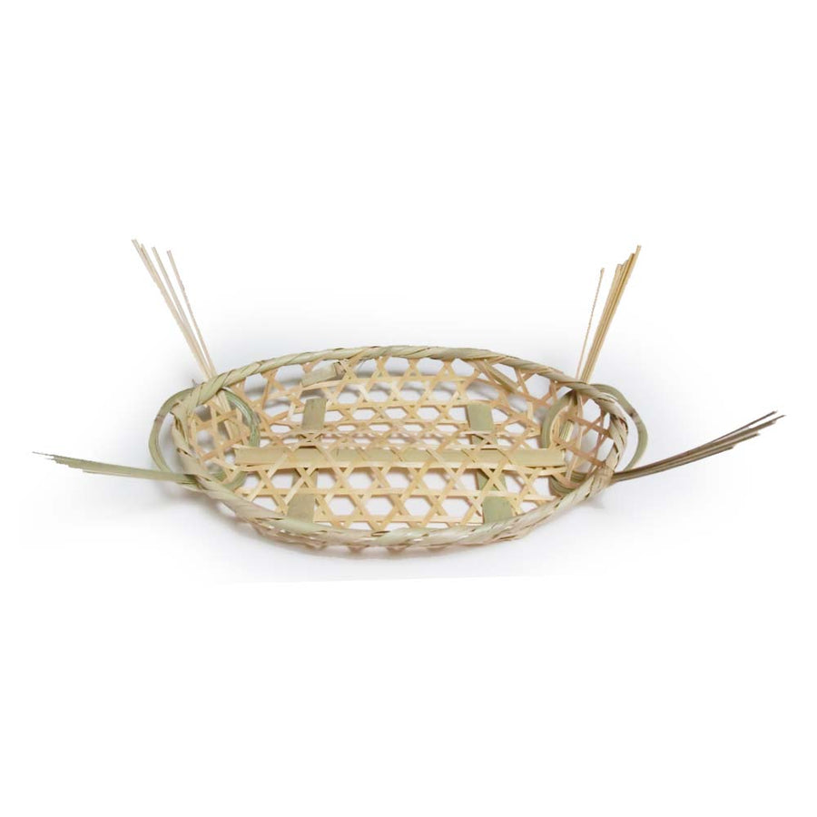 Zaru Bamboo Japanese Basket Dish Plate for Japanese Food, Food Tray, C-50 (10.6Lx7W)