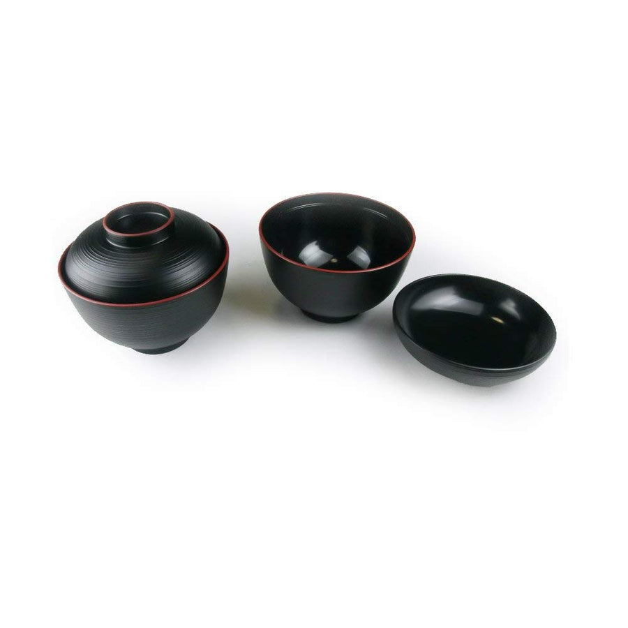 Japanese Soup Bowl Black 2 set, Rice Bowl, for Miso Soup AG-1