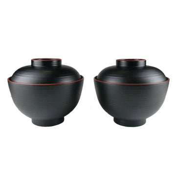 Japanese Soup Bowl Black 2 set, Rice Bowl, for Miso Soup AG-1