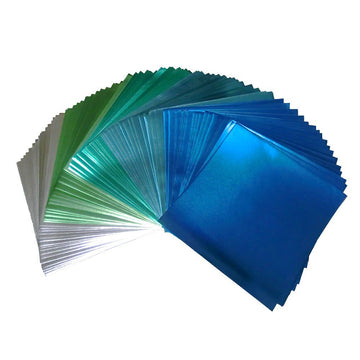 GuCra Foil Color Origami Folding Paper 90 Sheets Set Metallic Cold Blue Colors 5.9x5.9inch
