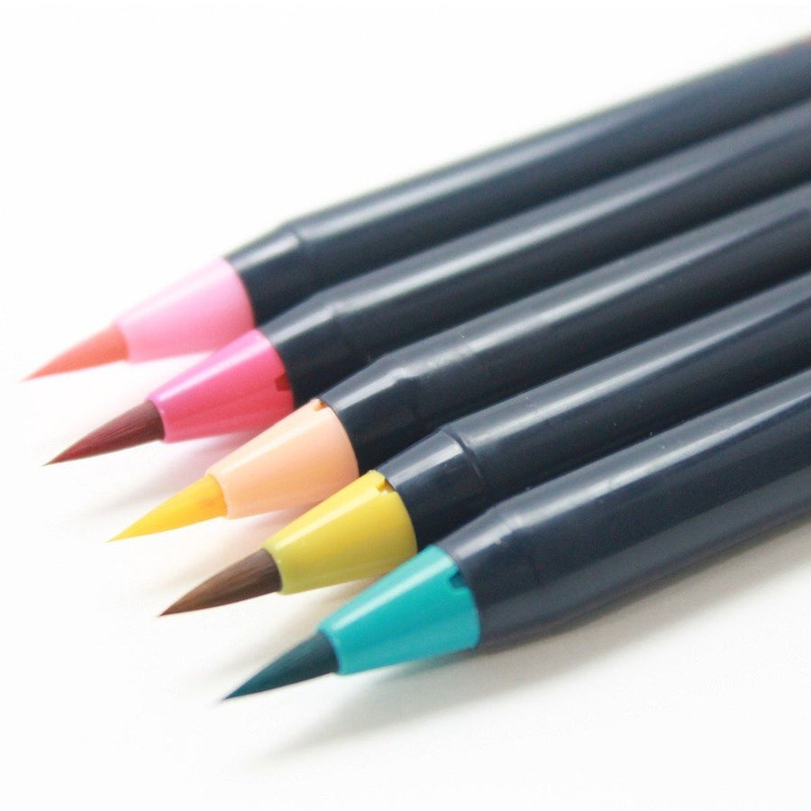 Akashiya Fude Brush Pen Sai, Spring 5 Color Set, CA200/5VA