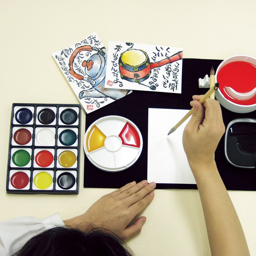 Kuretake Gansai Shinbi Water Colors, E12 Color Set MC3/12V